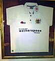 Monmouth Cricket Club shirt displayed at the Kings Head Hotel
