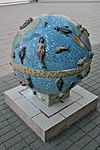 Mosaic globe sculpture at The National Archives, Kew 2.jpg