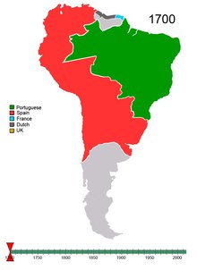 Datei:Non-Native American Nations Control over South America 1700 and on.ogv