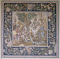 Parisova sodba, marmor, apnenec in steklene tesere, leto 115–150; iz hiše Atrium triclinium v Antiohije