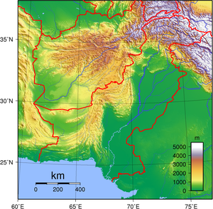 Topographic map of Pakistan
