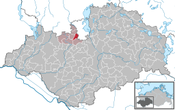 Läget för kommunen Pampow i Landkreis Ludwigslust-Parchim