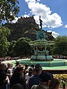 Switching on the newly-restored Ross Fountain in West Princes Street Gardens, Edinburgh on 8 July 2018