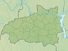 Mapa konturowa obwodu iwanowskiego, w centrum znajduje się punkt z opisem „Iwanowo”