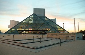 Rock and Roll Hall of Fame at sunset; Clevelan...