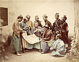 Samurai of the Satsuma clan, fighting for the Imperial side during the Boshin War period.