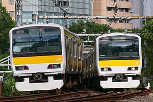 当線の主力車両のE231系500番台 （2022年9月 御茶ノ水駅 - 水道橋駅間）