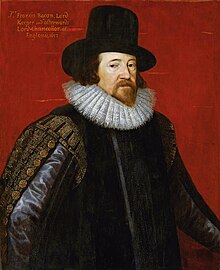 Francis Bacon was a pivotal figure in establishing the scientific method of investigation. Portrait by Frans Pourbus the Younger (1617). Somer Francis Bacon.jpg