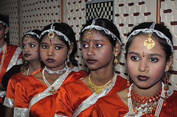 Teenage school girl dancers during a show at R...