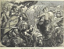 An 1873 artist's impression of the hand-to-hand fighting at the height of the battle. The Battle of Flodden.jpg