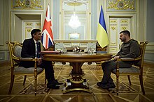 Volodymyr Zelenskyy meeting with British Prime Minister Rishi Sunak on November 19, 2022 The President of Ukraine met with the British Prime Minister in Kyiv. (52509631317).jpg