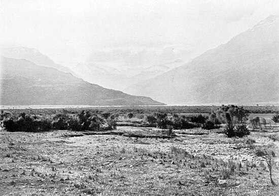 Mountains in the background with the Haast river-bed from the south bank in the foreground