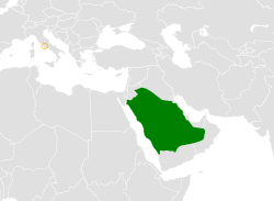 Карта с указанием местоположения Саудовской Аравии и Ватикана