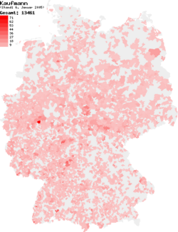 Distribution of the surname in Germany