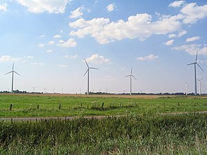 Ladang angin di Neuenkirchen, Dithmarschen (Jerman).