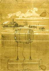 Infernal machines in the Potomac River in 1861 during the American Civil War, sketch by Alfred Waud Waud - infernal machines.jpg