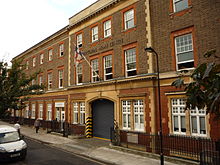 Yeomanry House in Handel Street is the home of London UOTC. The flag seen flying is the coat of arms of the University of London. Yeomanry House, Handel St, London.jpg