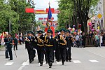 South Ossetian troops at the victory day parade in 2018.