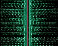 Сонограмма AM-сигнала, показывающая несущую и обе боковые полосы по вертикали