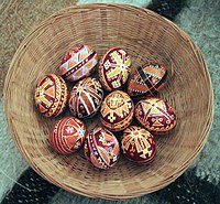 A basket full of Ukrainian Hutsul pysanky A basket full of Hutsul pysanky.JPG