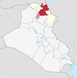 अर्बिल प्रांतचे इराक देशाच्या नकाशातील स्थान