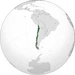 南アメリカにおけるチリの地図