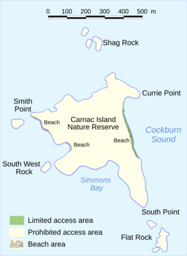 Kaart van Carnac Island