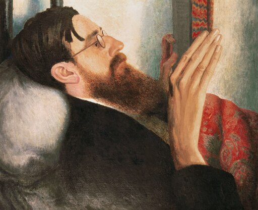 A examine of Strachey's face in addition to hands by Carrington