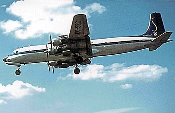 Sabena Douglas DC-7 OO-SFC, Manchester Airport 1962