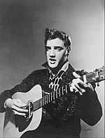 On January 6, 1957, one of the more famous, and by today's viewpoint bizarre, acts of "censorship" in television history. Elvis Presley was deliberately filmed from the waist up only. Elvis Presley first national television appearance 1956.jpg