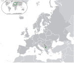 Mapa zobrazující Kosovo v Evropě