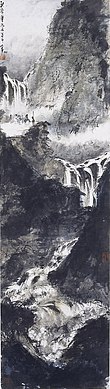 Zicht op een waterval vanaf een berghelling (1945) door Fu Baoshi