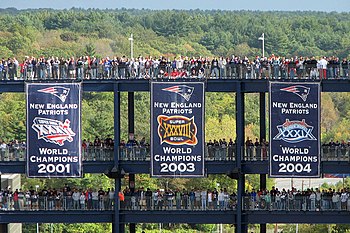 Patriots World Champions banners at Gillette S...