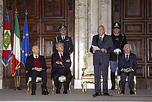 The former President of Italy Giorgio Napolitano during his speech for the National Memorial Day of the Exiles and Foibe on 10 February 2007 Giorno del ricordo 2007.jpg