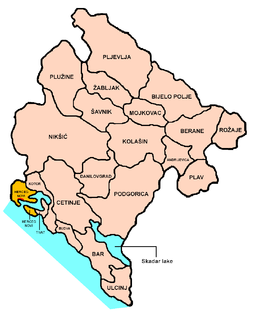 Kommunens läge i Montenegro