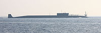 К-535 «Юрий Долгорукий» выходит из Никольского устья Белого моря, 28 июля 2010 г.