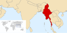 Localização Mianmar, Mianmá, Birmânia