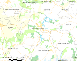 Mapa obce Pont-de-Salars