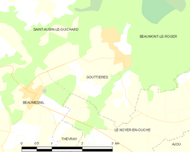 Mapa obce Gouttières