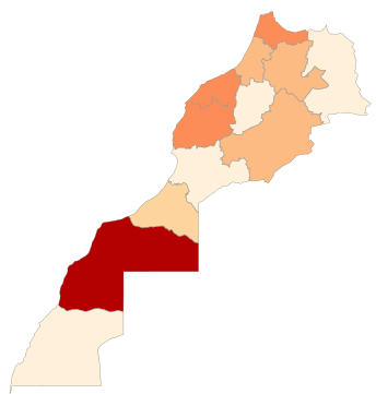 Mapa pandemie koronavirů v roce 2020 v Maroku na obyvatele.svg