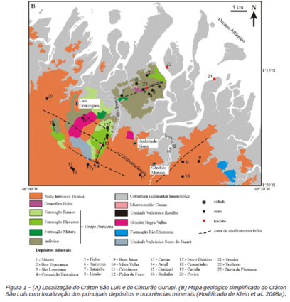 Mapa geológico simplificado do Cráton São Luís