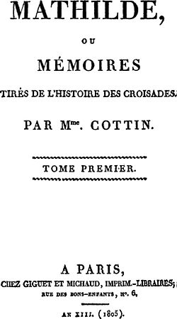 Image illustrative de l’article Mathilde, ou Mémoires tirés de l'histoire des croisades