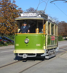 Car 100 in service as a heritage tram