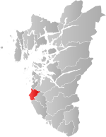 Mapa do condado de Rogaland com Klepp em destaque.