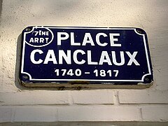 Plaque de la place Canclaux (7e arrondissement)