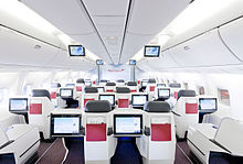 The business class cabin on one of Austrian's long-haul aircraft. New Long-Haul Cabin - 8967381993.jpg