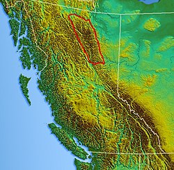 Muskwa Ranges na mapě Britské Kolumbie
