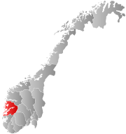 ホルダラン県の位置の位置図