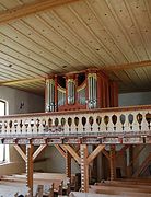 Orgue sur tribune sculptée et peinte, église d'Oberwil i. Simmental.