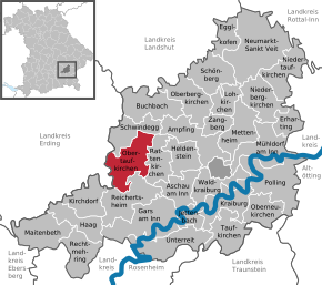Poziția Obertaufkirchen pe harta districtului Mühldorf am Inn